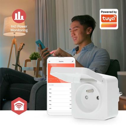 Išmanus kištukas Smartlife 3680W/230V/ Type E/16A Wi-Fi Tuya IP44