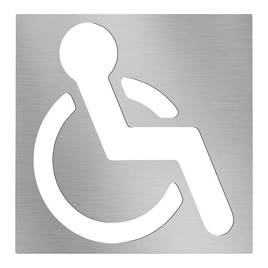 Neįgaliųjų piktograma 12x12 cm, iš nerūdijančio plieno / sidabrinė