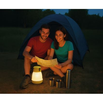 LED reguliuojamo ryškumo nešiojama įkraunama lempa su powerbank funkcija LUMINA MINIO LED/5V 1800 mAh IP44 geltona