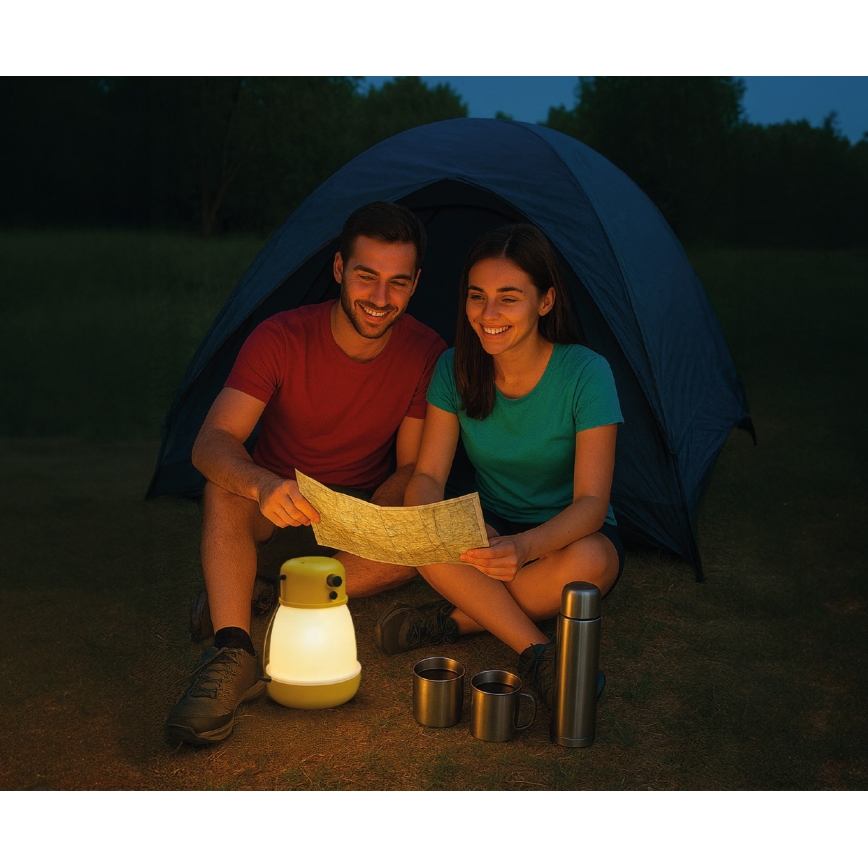 LED reguliuojamo ryškumo nešiojama įkraunama lempa su powerbank funkcija LUMINA MINIO LED/5V 1800 mAh IP44 geltona