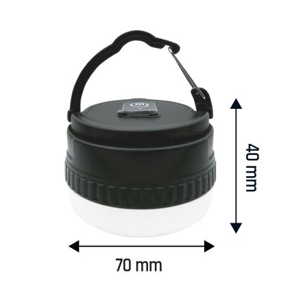 Nešiojama įkraunama LED lempa LUMINA POCKET, LED/5V, 500 mAh, juoda