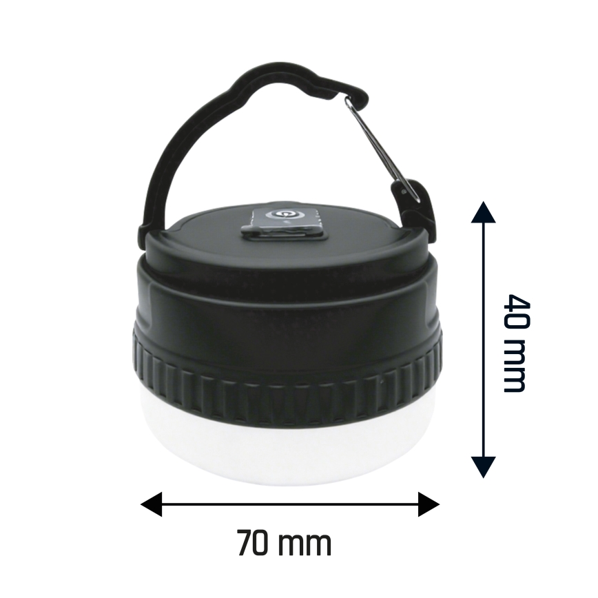 Nešiojama įkraunama LED lempa LUMINA POCKET, LED/5V, 500 mAh, juoda