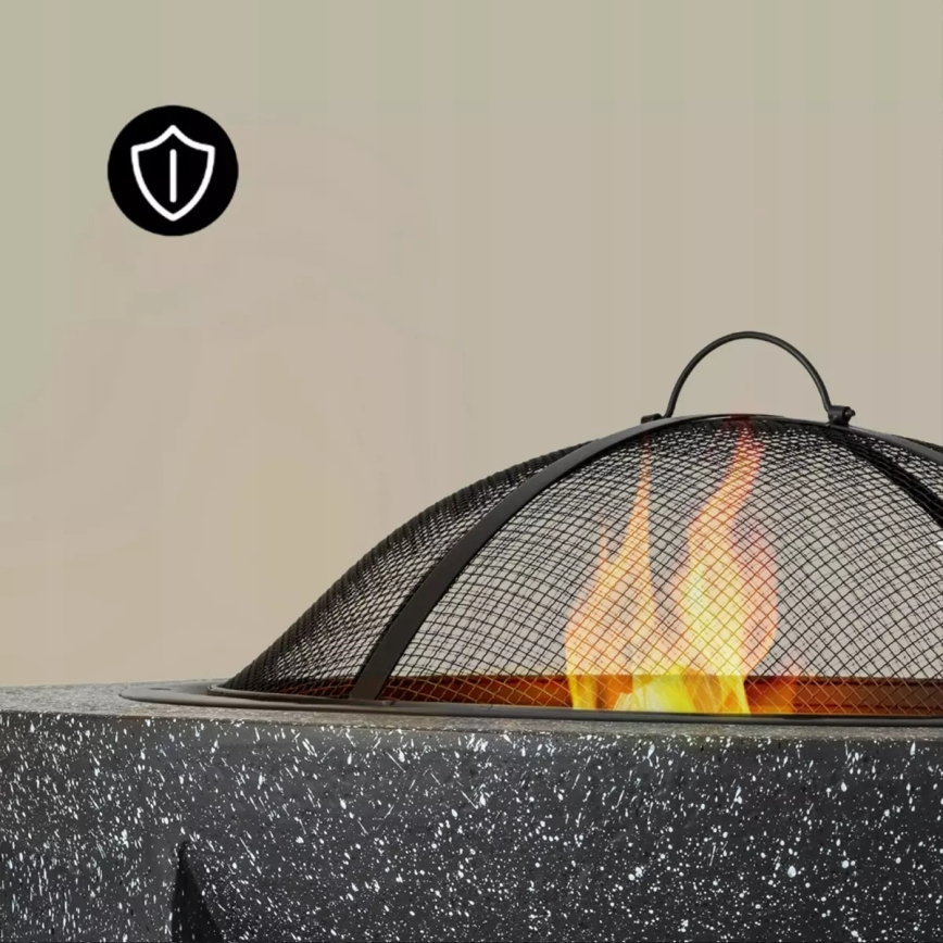 Nešiojama laužavietė su groteliu 74x30 cm, juodas/tamsus granitas