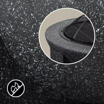 Nešiojama laužavietė su groteliu 74x30 cm, juodas/tamsus granitas