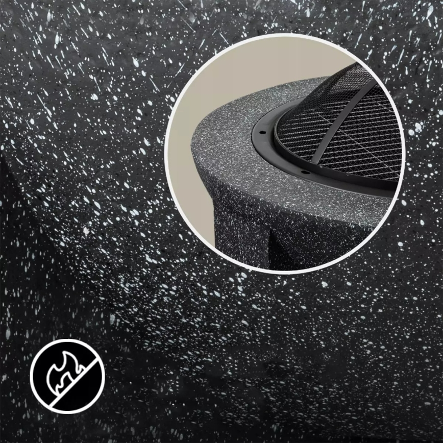 Nešiojama laužavietė su groteliu 74x30 cm, juodas/tamsus granitas