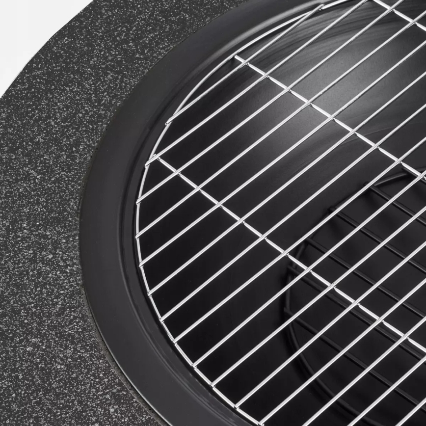 Nešiojama laužavietė su groteliu 74x30 cm, juodas/tamsus granitas