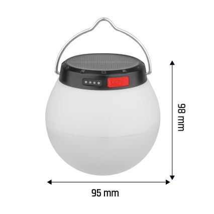 Nešiojama reguliuojamo ryškumo LED saulės įkraunama lempa LUMINA ORB LED/5V 800 mAh
