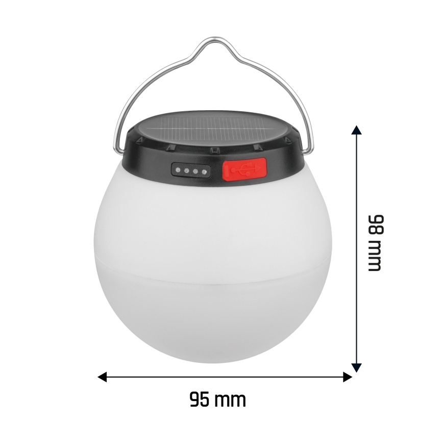 Nešiojama reguliuojamo ryškumo LED saulės įkraunama lempa LUMINA ORB LED/5V 800 mAh
