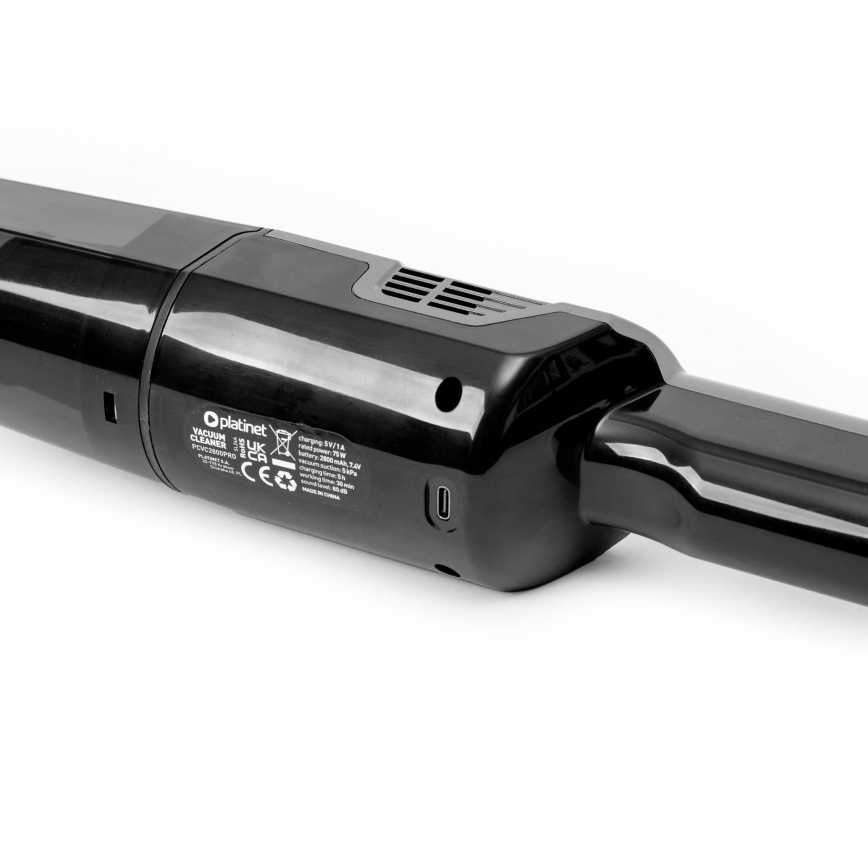 Nešiojamas įkraunamas automobilinis dulkių siurblys 75W/2800 mAh juoda