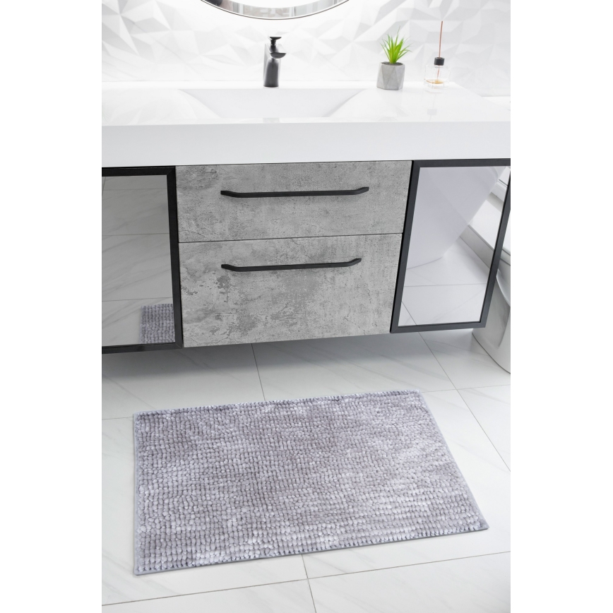 Neslystantis vonios kilimėlis CHENILLE 50x80 cm pilkas