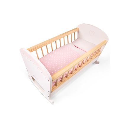 New Classic Toys - Medinė lova lėlėms rausva