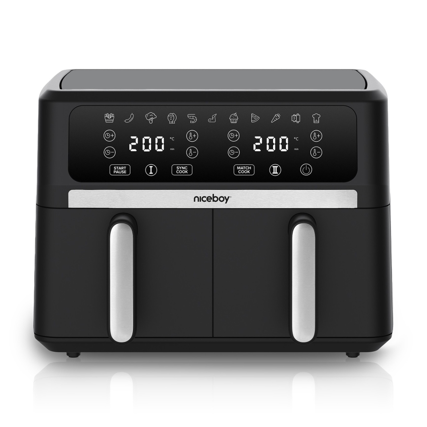 Niceboy AirFryer DUO - Dviejų kamerų karšto oro gruzdintuvė 9 l 2400 W/230 V
