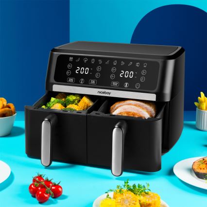 Niceboy AirFryer DUO - Dviejų kamerų karšto oro gruzdintuvė 9 l 2400 W/230 V