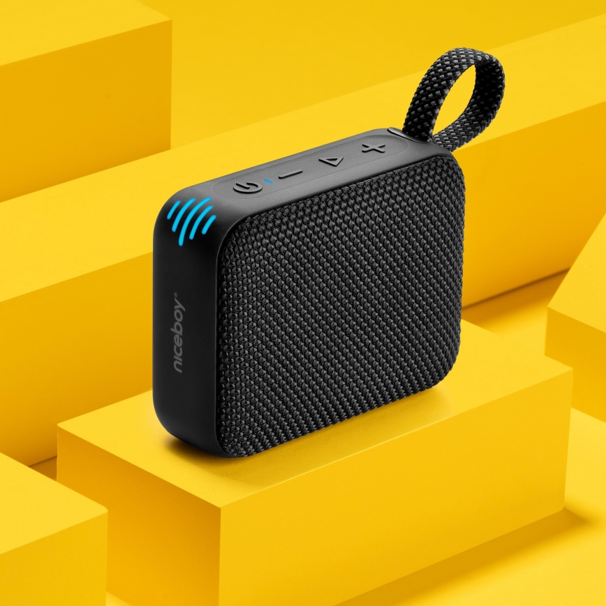 Niceboy Atom 4 - LED Belaidis garsiakalbis su mikrofonu 6W/1000 mAh IP67 juoda