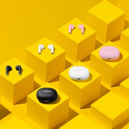 Niceboy Beans 4 - Belaidės ausinės 300 mAh + 2x 35 mAh IPX4 rožinė