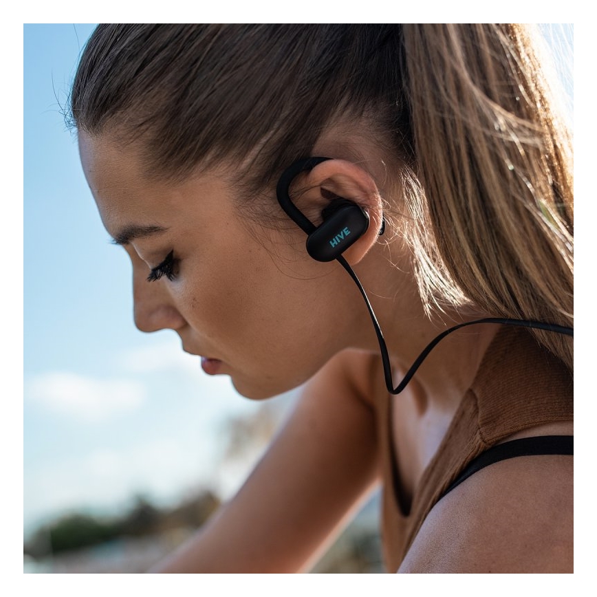 Niceboy HIVE sport 2 - Sportinės ausinės su mikrofonu IPX5 juoda