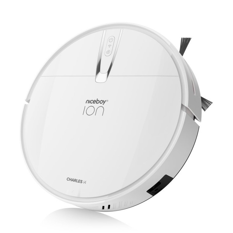 Niceboy ION Charles i4 - Išmanusis robotas dulkių siurblys 2in1 4400 mAh Wi-Fi balta + nuotolinio valdymo pultas