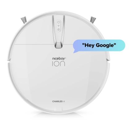 Niceboy ION Charles i4 - Išmanusis robotas dulkių siurblys 2in1 4400 mAh Wi-Fi balta + nuotolinio valdymo pultas