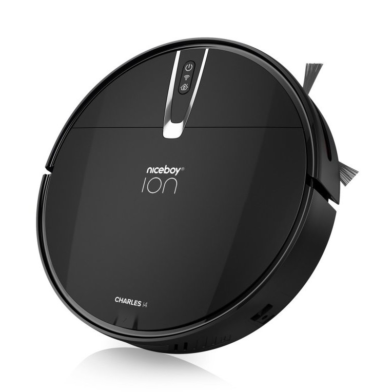Niceboy ION Charles i4 - Išmanusis robotas dulkių siurblys 2in1 4400 mAh Wi-Fi juoda + nuotolinio valdymo pultas