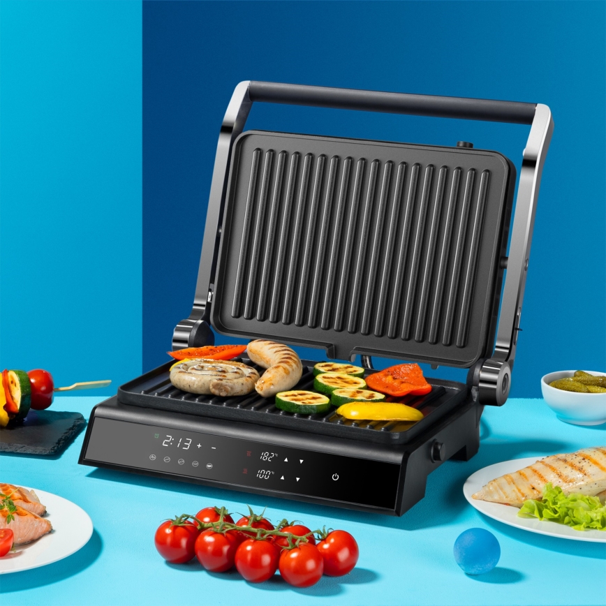 Niceboy ION Grillmaster - Kontaktinis grilis 2000W/230V juoda/matinis chromas