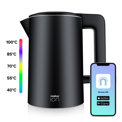 Niceboy ION SmartKettle - Išmanusis virdulys su termoreguliacija 1,7 l 2200W/230V Wi-Fi juoda