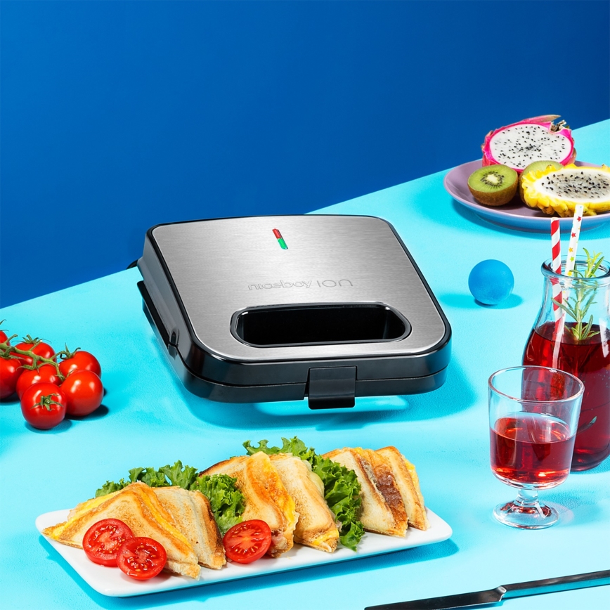 Niceboy ION Snacker S1 - Sumuštinių keptuvė 750W/230V matinis chromas/juoda