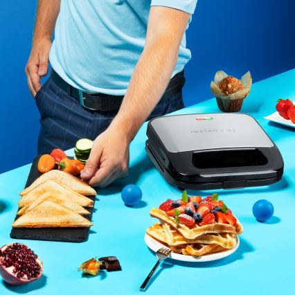 Niceboy ION Snacker S3 - Sumuštinių keptuvė 3in1 750W/230V nerūdijantis/juoda