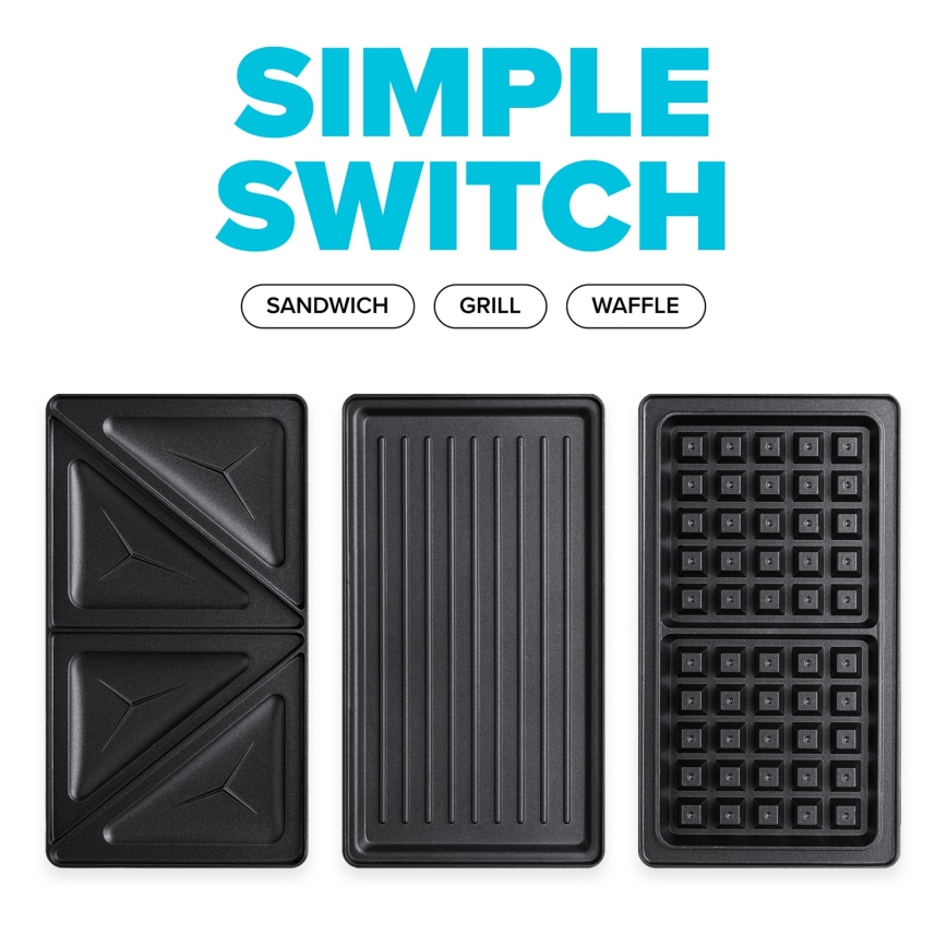 Niceboy ION Snacker S3 - Sumuštinių keptuvė 3in1 750W/230V nerūdijantis/juoda