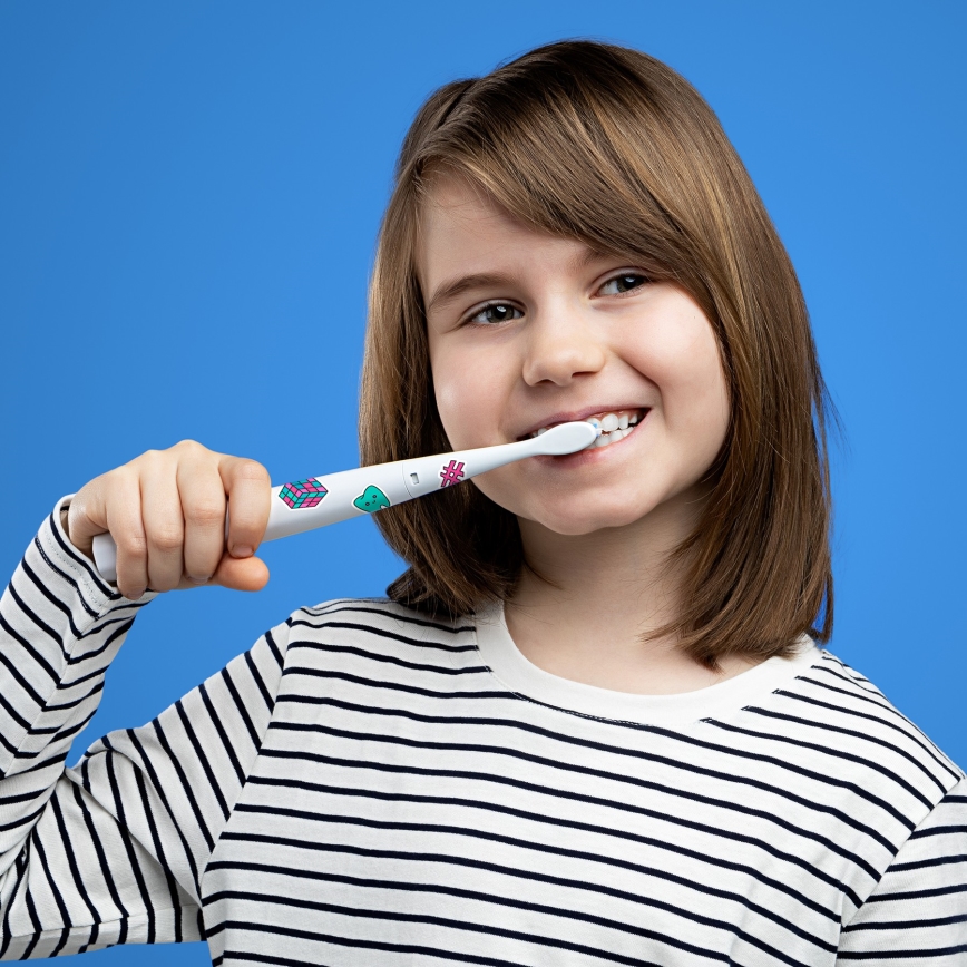 Niceboy ION Sonic Kids - Vaikų ultragarsinis dantų šepetėlis IPX7 balta