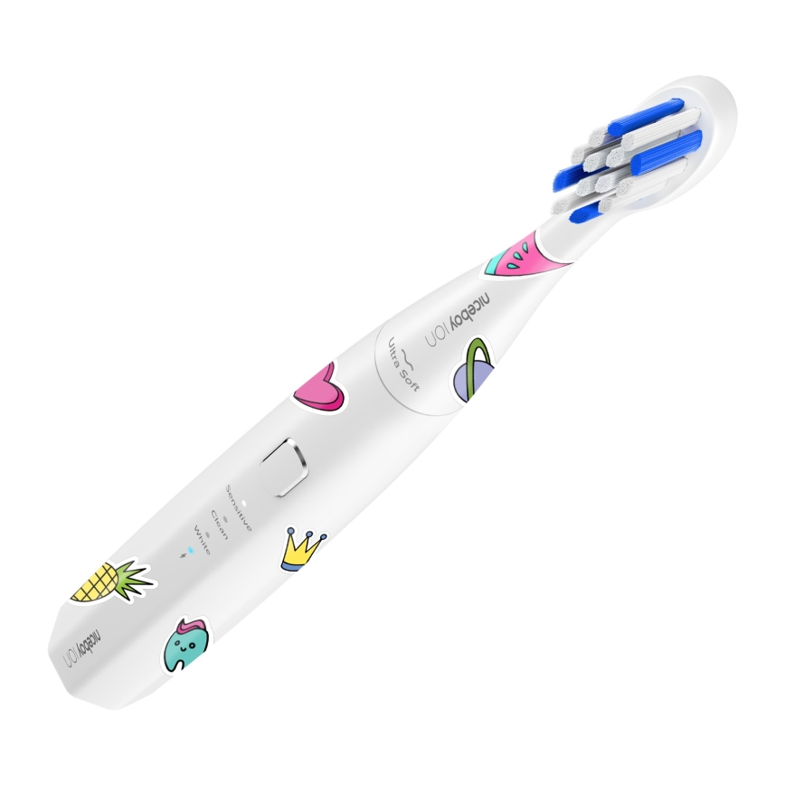 Niceboy ION Sonic Kids - Vaikų ultragarsinis dantų šepetėlis IPX7 balta