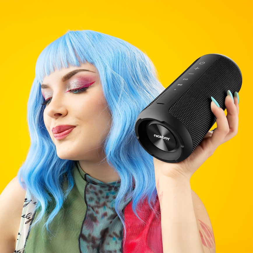 Niceboy Orion - LED Belaidis garsiakalbis su mikrofonu 24W/2200 mAh IPX7 juoda