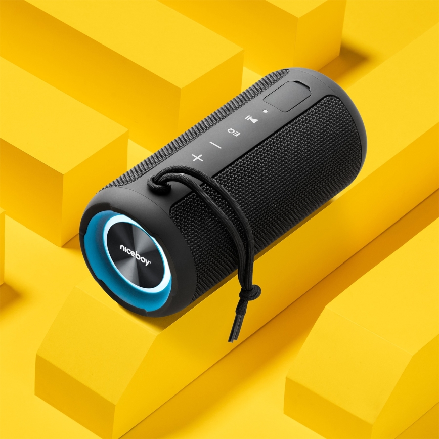 Niceboy Orion - LED Belaidis garsiakalbis su mikrofonu 24W/2200 mAh IPX7 juoda