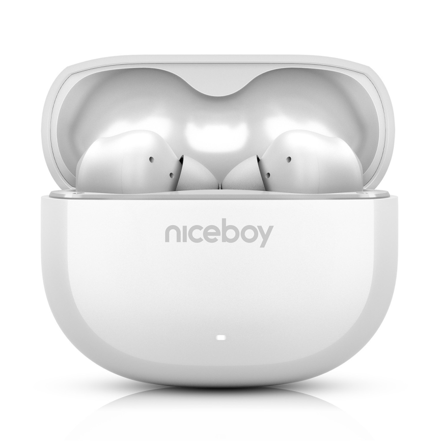 Niceboy Pins 4 - Belaidės ausinės Su ANC 400 mAh + 2x 50 mAh IPX4 balta