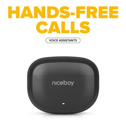 Niceboy Pins 4 - Belaidės ausinės Su ANC 400 mAh + 2x 50 mAh IPX4 juoda