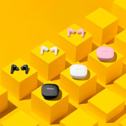 Niceboy Pins 4 PRO - Belaidės ausinės su ANC 380 mAh + 2x 35 mAh IP54 rožinė