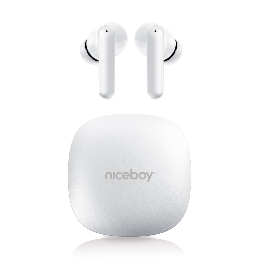 Niceboy Pins 4 PRO - Belaidės ausinės Su ANC 380 mAh + 2x 50 mAh IP54 balta