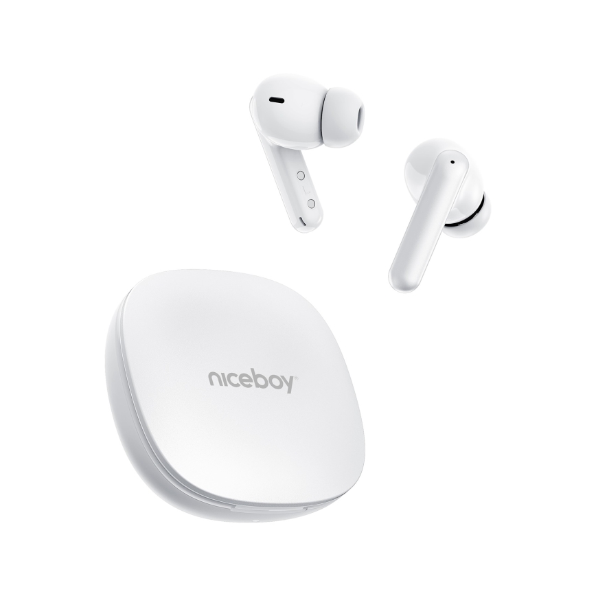 Niceboy Pins 4 PRO - Belaidės ausinės Su ANC 380 mAh + 2x 50 mAh IP54 balta