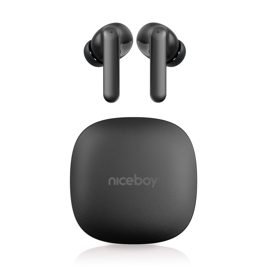 Niceboy Pins 4 PRO - Belaidės ausinės Su ANC 380 mAh + 2x 50 mAh IP54 juoda