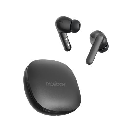 Niceboy Pins 4 PRO - Belaidės ausinės Su ANC 380 mAh + 2x 50 mAh IP54 juoda