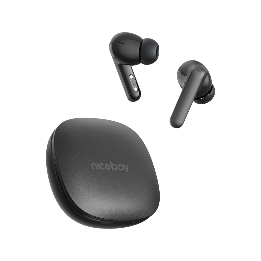 Niceboy Pins 4 PRO - Belaidės ausinės Su ANC 380 mAh + 2x 50 mAh IP54 juoda