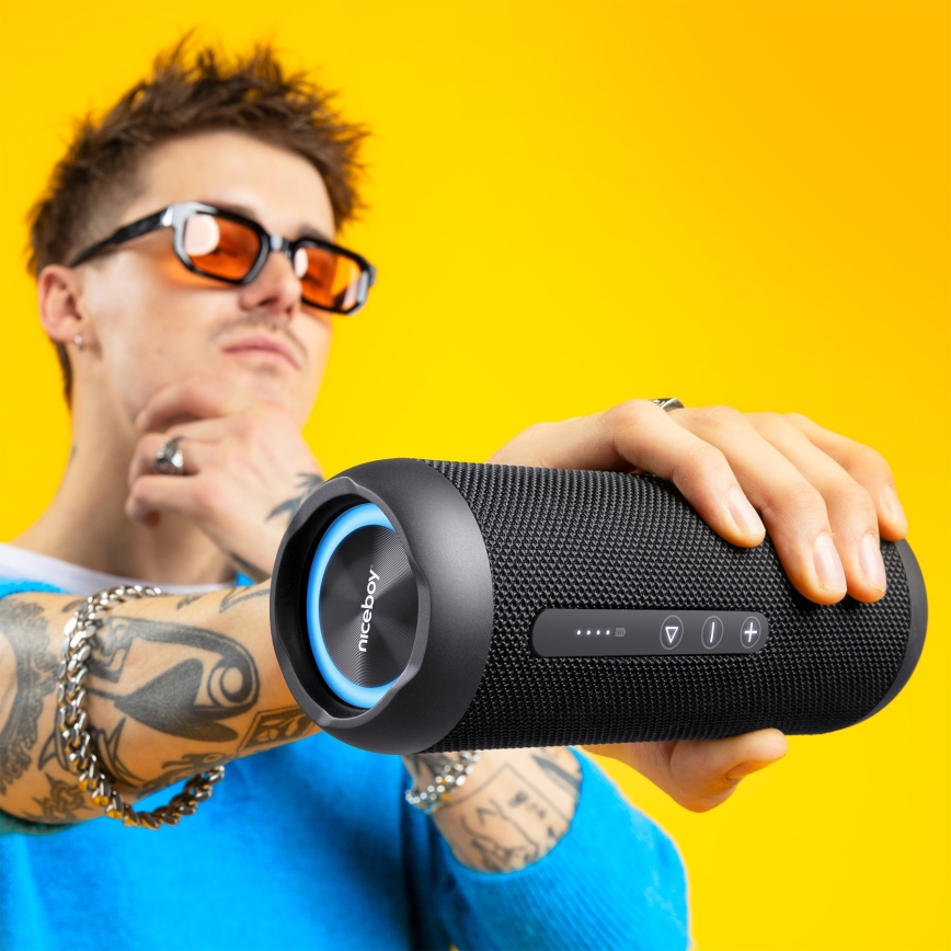 Niceboy Polaris - LED Belaidis garsiakalbis su mikrofonu 30W/4000 mAh IPX7 juoda