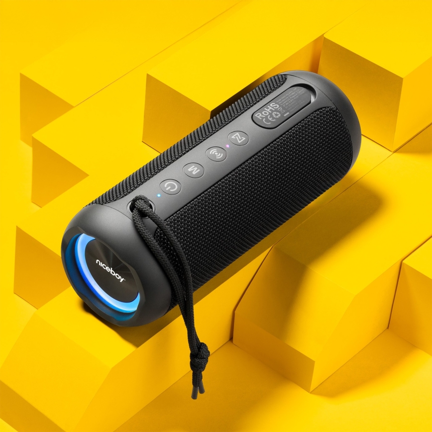 Niceboy Polaris - LED Belaidis garsiakalbis su mikrofonu 30W/4000 mAh IPX7 juoda