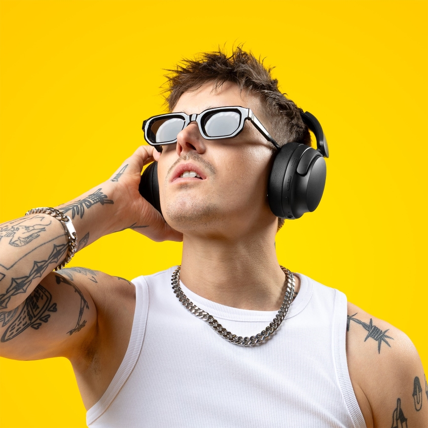 Niceboy Stellar - Belaidės ausinės su mikrofonu ir ANC 400 mAh IPX4 juoda