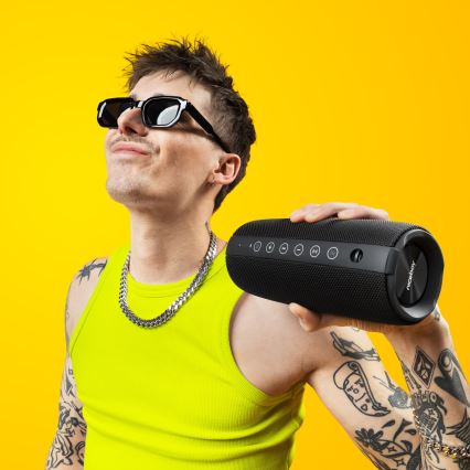Niceboy Titan 4 - LED Belaidis garsiakalbis su mikrofonu ir maitinimo bankas funkcija 50W/4000 mAh IPX7 juoda