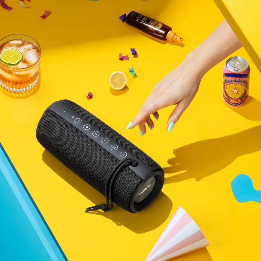 Niceboy Titan 4 - LED Belaidis garsiakalbis su mikrofonu ir maitinimo bankas funkcija 50W/4000 mAh IPX7 juoda