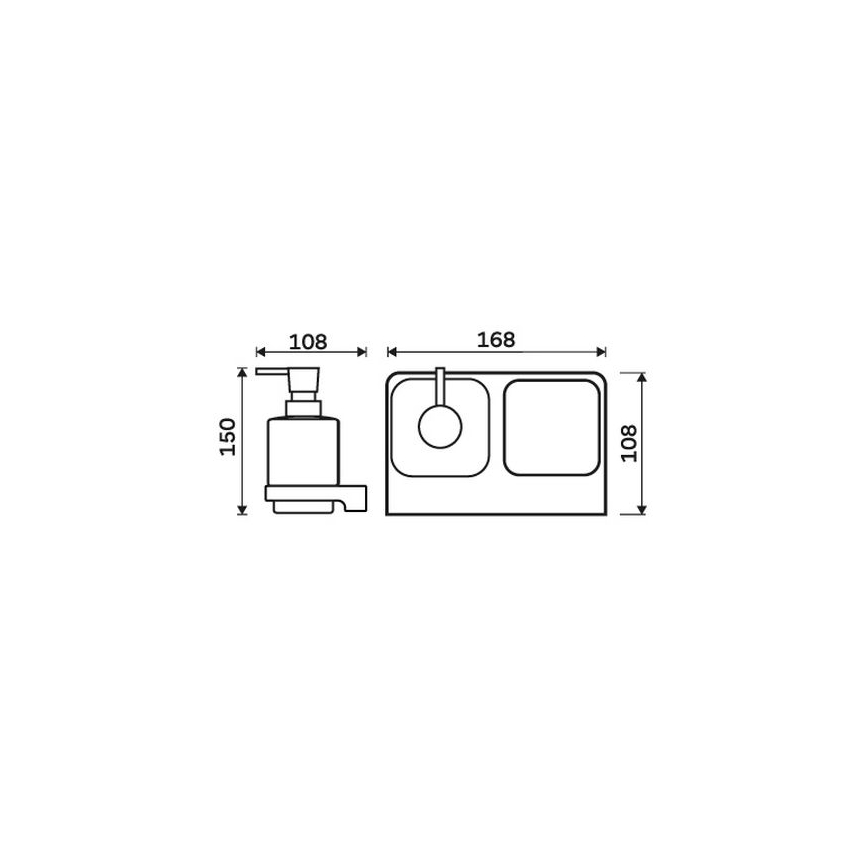 NIMCO MAC 2905831C-T-90 - Sieninis muilo dozatorius ir dantų šepetėlio stovas MAYA 320 mm matinė stiklas/matinė juoda