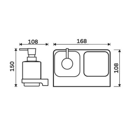 NIMCO MAC 2905831K-T-90 - Sieninis muilo dozatorius ir dantų šepetėlio stovas MAYA 320 mm balta/matinė juoda