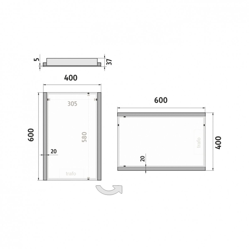 NIMCO ZP 11000 - Vonios veidrodis su LED apšvietimu LED/18W/230V 6500K 60x40 cm IP44