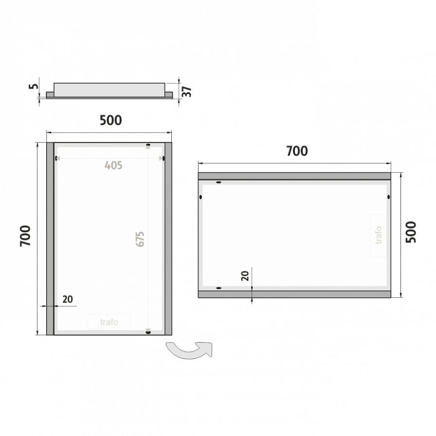 NIMCO ZP 11001 - LED vonios veidrodis su apšvietimu LED/21W/230V 6500K 70x50 cm IP44