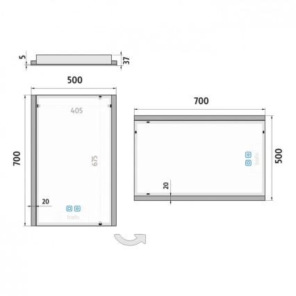 NIMCO ZP 11001VX - LED pritemdomas apšviestas veidrodis voniai LED/21W/230V 3000-6500K 70x50 cm IP44